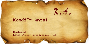 Komár Antal névjegykártya